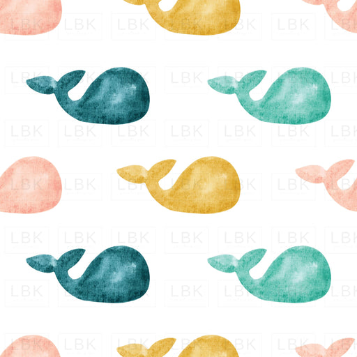 Colorful Watercolor Whales