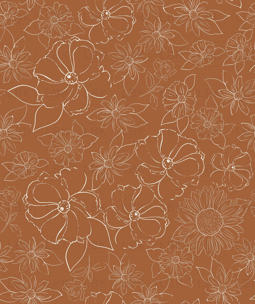 Sketched Floral Child In Brown