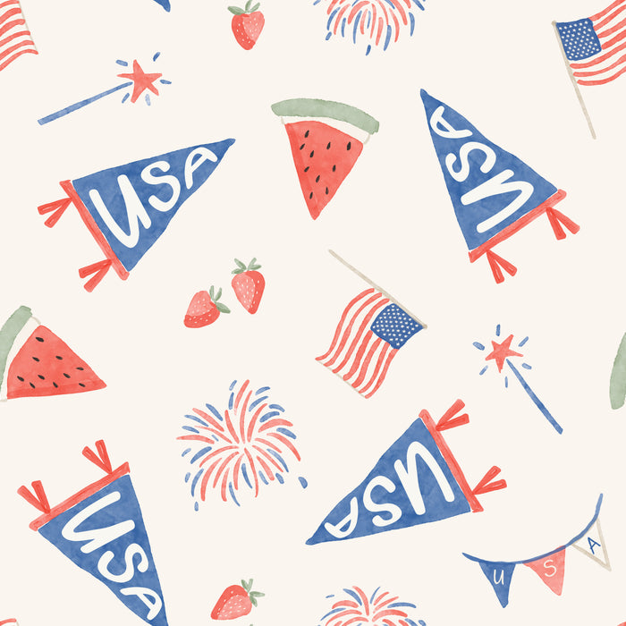 4th of july parade pennants- cream7