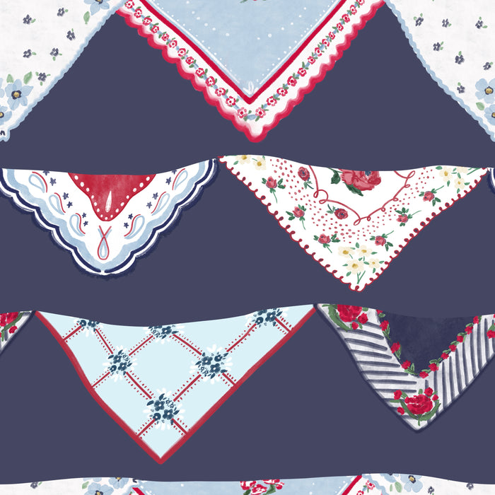 Americana Heirloom Hanky banner faded navy