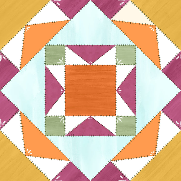 Barn quilt lt blue bright multi