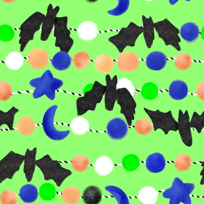 Bat garland bright green