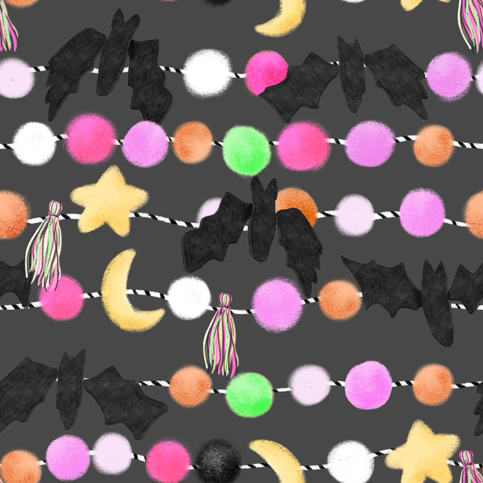 Bat garland dark gray pink