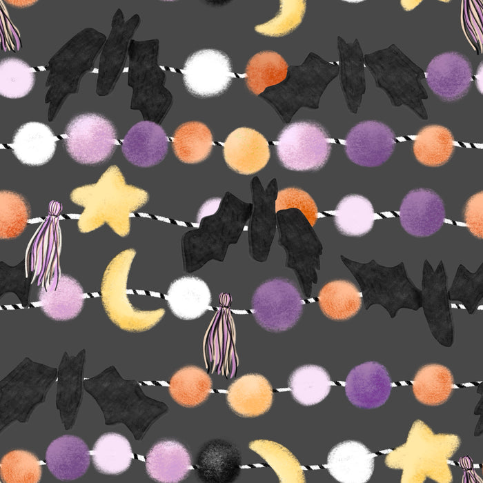 Bat garland dark gray purple