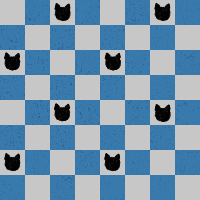 Black cat check blue