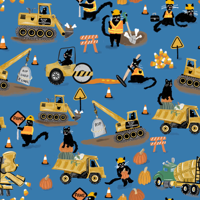Black cat construction blue