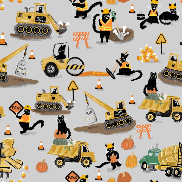 Black cat construction gray