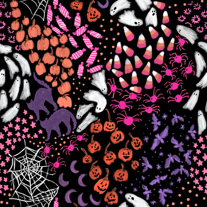 Black pink Halloween ditsy