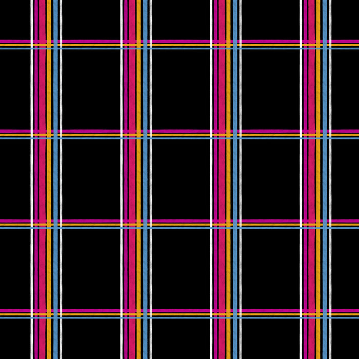 black plaid- butterfly zinnia garden on black