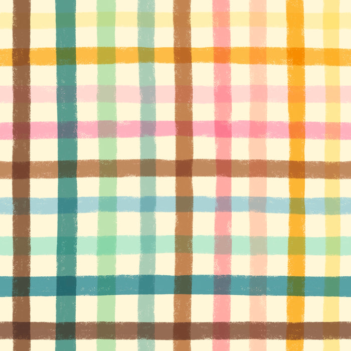 Boardwalk faded plaid lt yellow pink multi