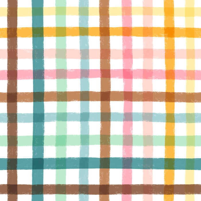 Boardwalk faded plaid white pink