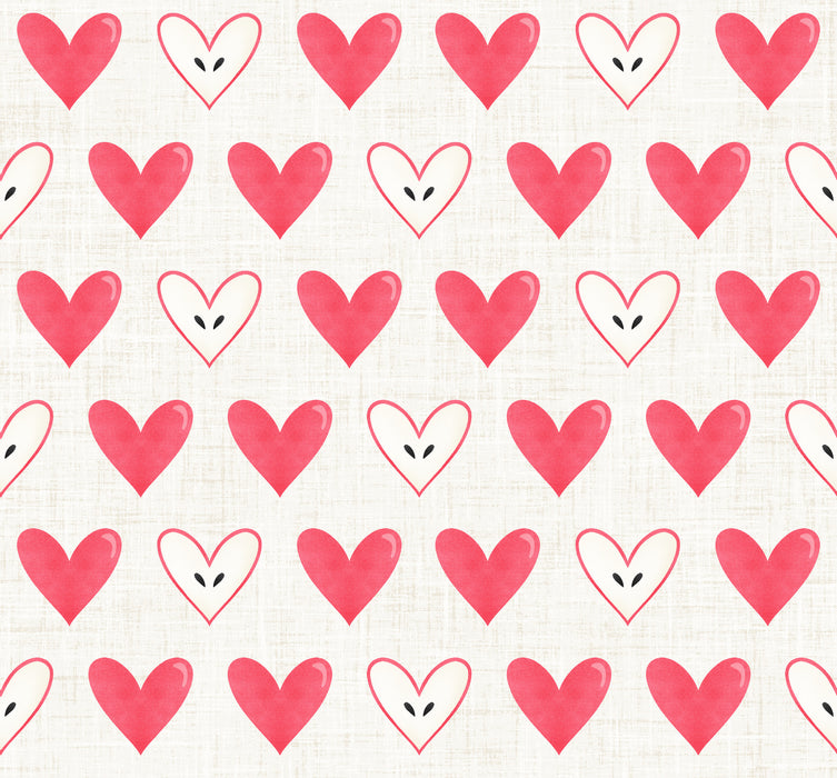 Book Worm Apple Hearts White