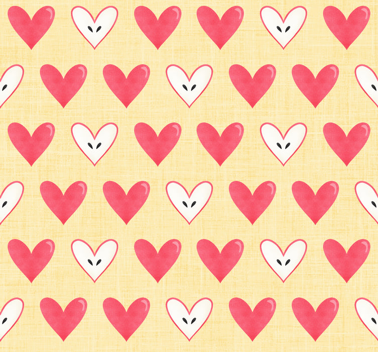 Book Worm Apple Hearts Yellow