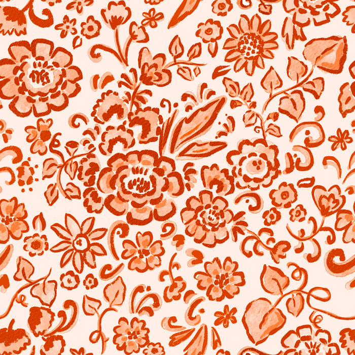 chinoiserie floral orange spice tan