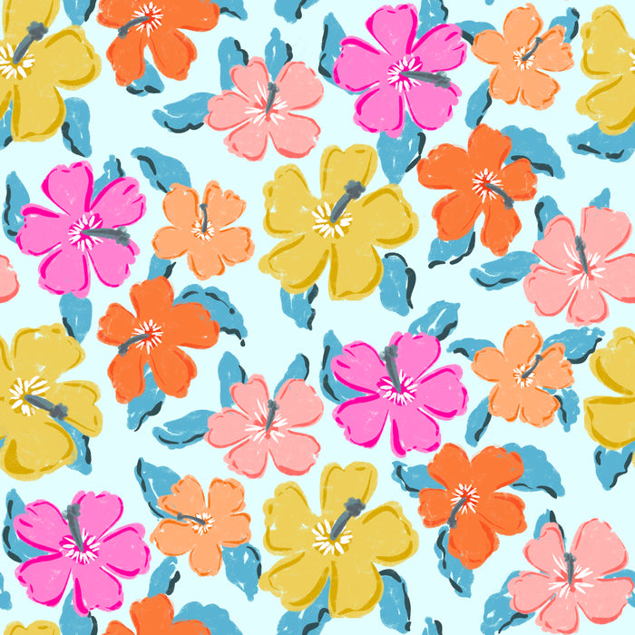 Coastal blooms lt blue blue leaves