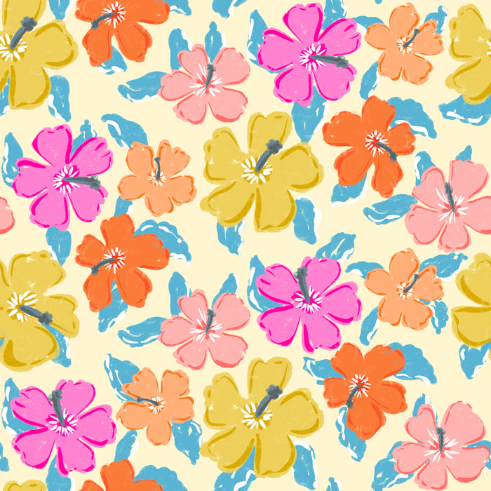 Coastal blooms- lt yellow blue and white leaves