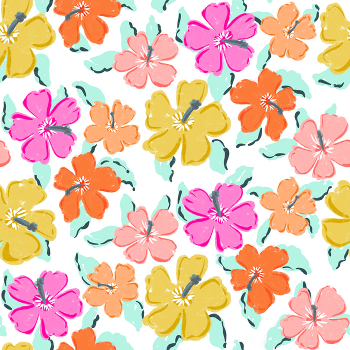 Coastal blooms- white aqua and navy leaves