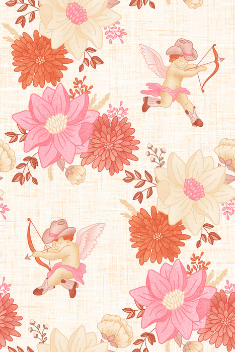 Cowboy Valentine Cupid Floral Cream