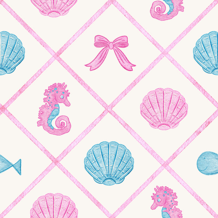 Diamond Seahorse and Seashell with Bow