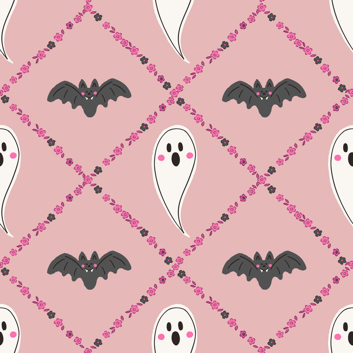 Ditsy Floral Trellis with Ghost and Bats