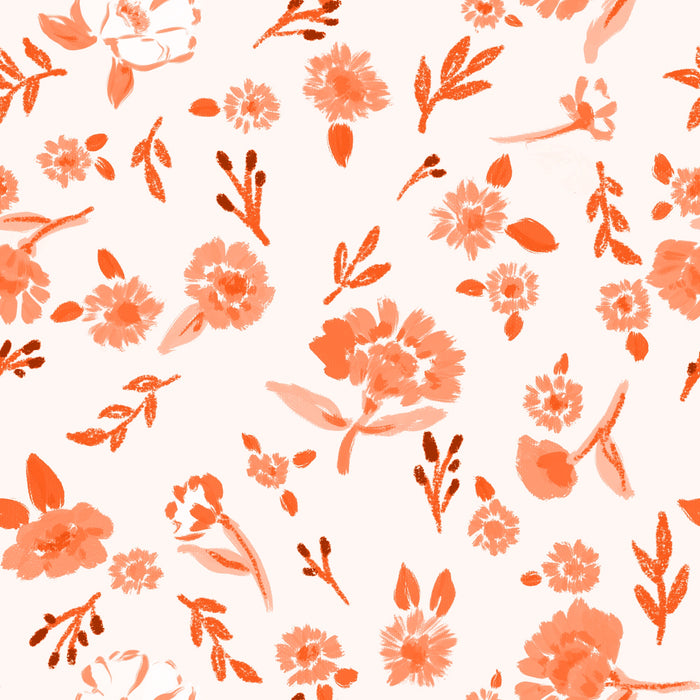 ditsy autumn blooms cream and orange