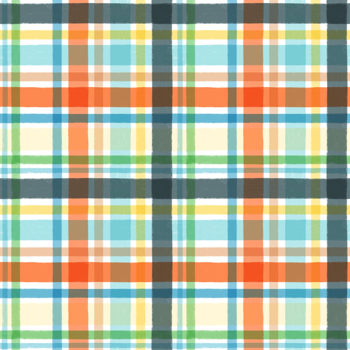 Dockside faded plaid multi white