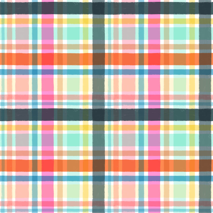 Dockside faded plaid white multi pink