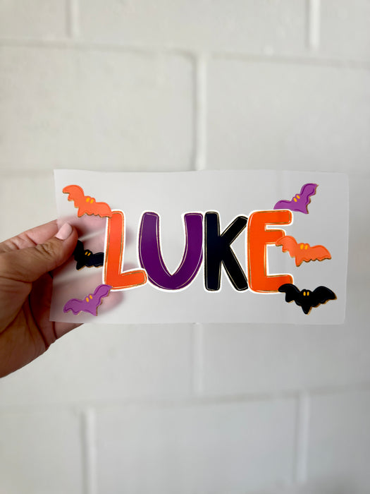 Custom Halloween Name with Bats DTF