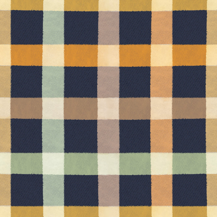 Farmers plaid navy denim twill