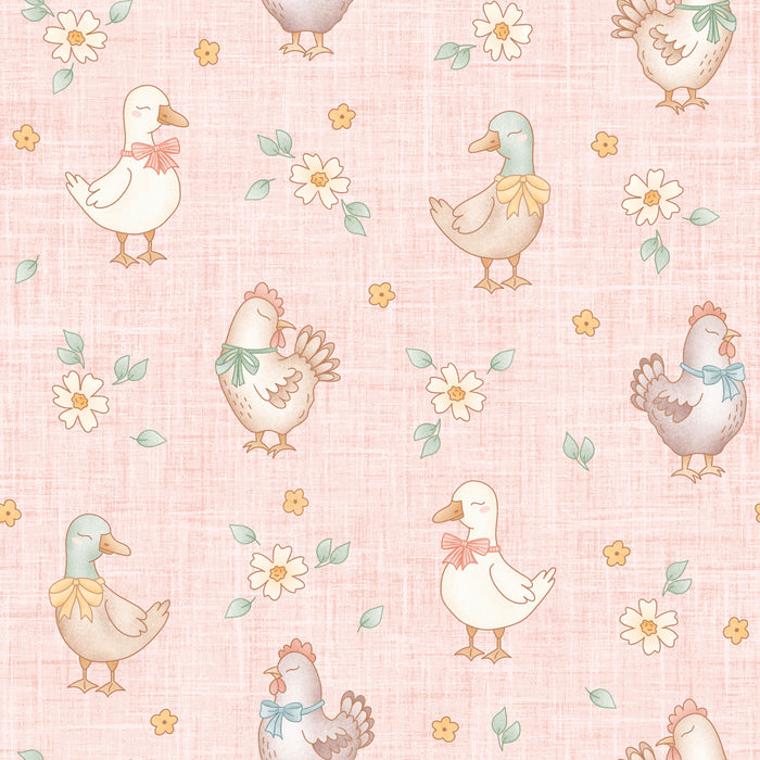 Farmyard Chickens and Ducks Floral Petal