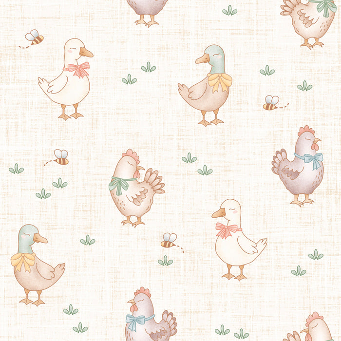 Farmyard Ducks and Chickens White