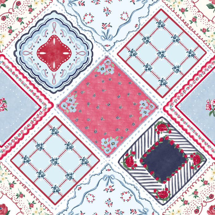 Floral keepsake handkerchief quilt no flag white