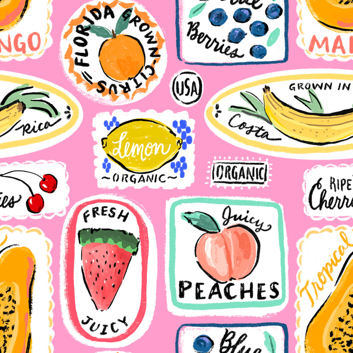 Fruit labels pink
