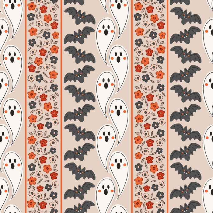 Ghost Bat Floral Stripes Taupe and Rust-01