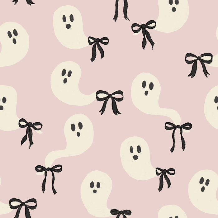Ghosts with Black Bows on Light Pink
