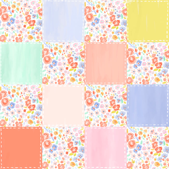 Hello spring stitched checker