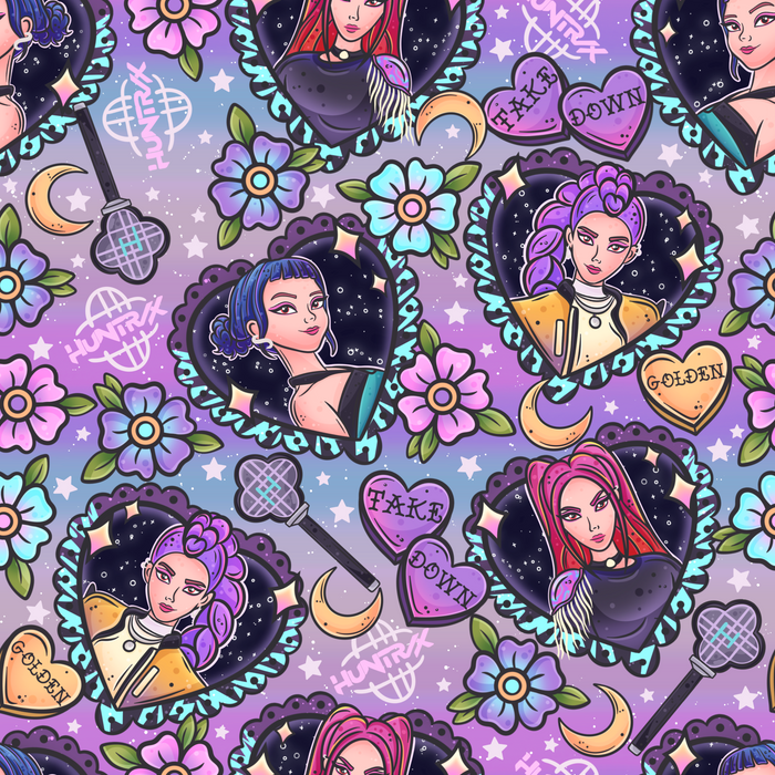 Huntrix Hearts Purple- Fabric