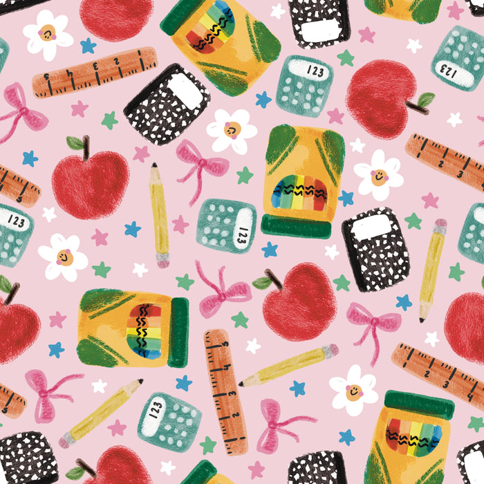School Supplies on Pink Special