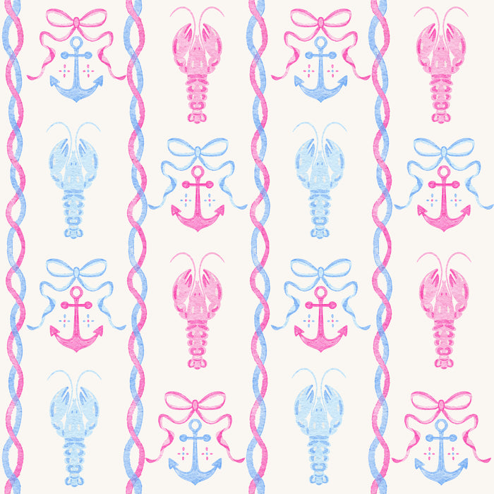 Lobster Anchor Stripe Pink and Blue