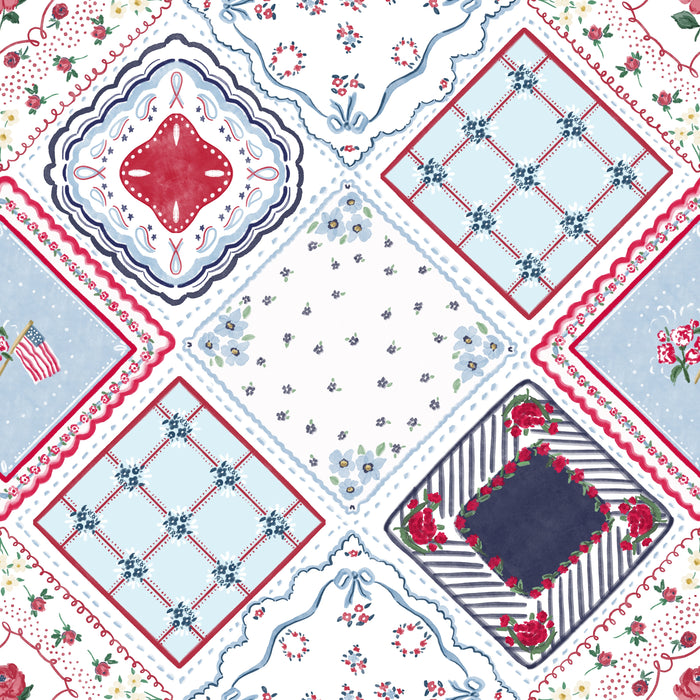 Patriotic Keepsake Hankercheif quilt white