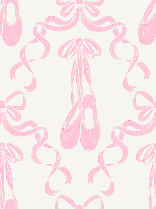 Pointe Shoe Ribbons Creamy White and Flushing Pink