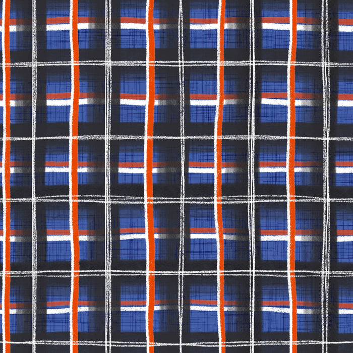 Pumpkin Patch plaid - midnight porch blue orange