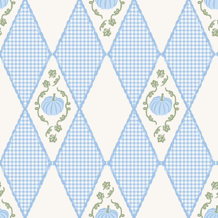 Pumpkin Vine Diamond Gingham Blue