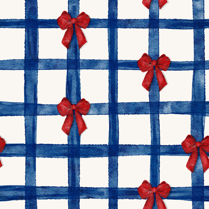 RWB Bow Watercolor Gingham White