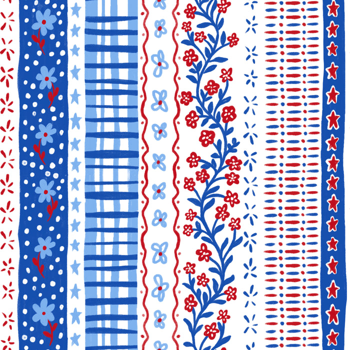 Red White and Blue Mixed Vertical Stripe