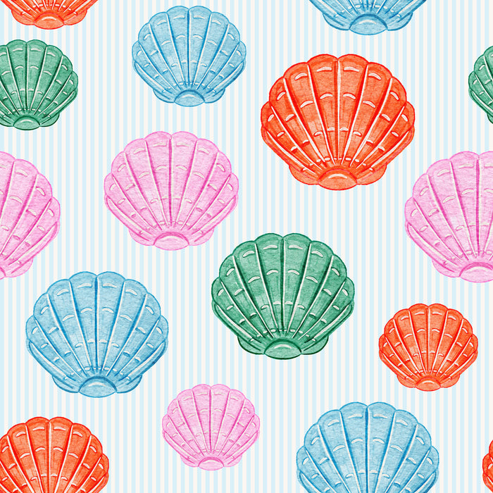 Scallop Shells Blue Seersucker