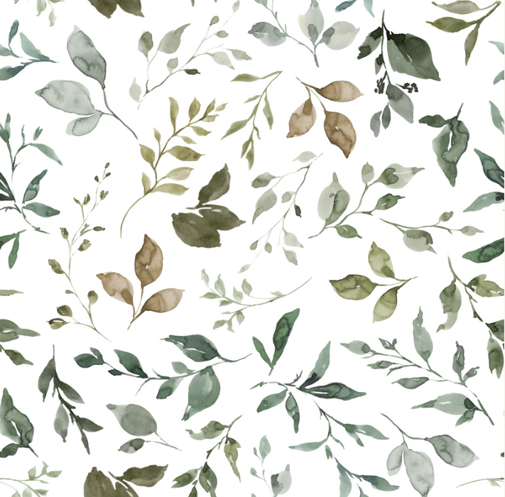 Earthy Green Watercolor Leaves