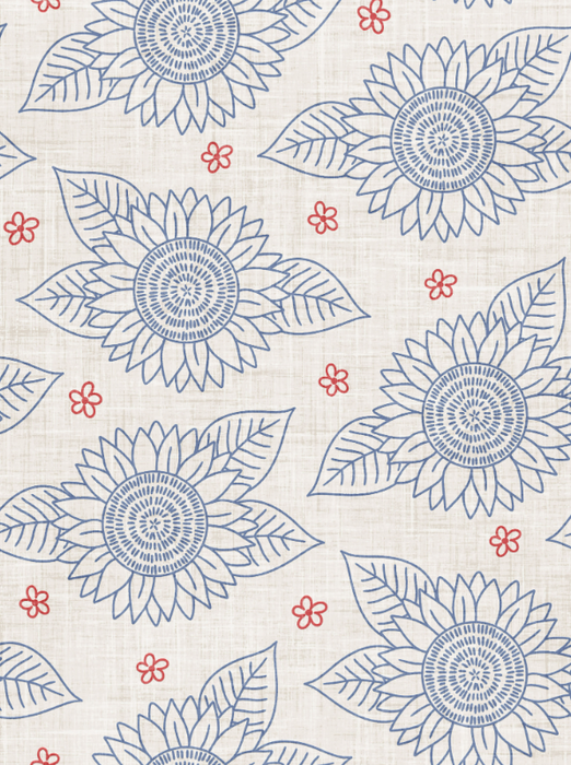 Yankee Doodle Sunflower Sketch White