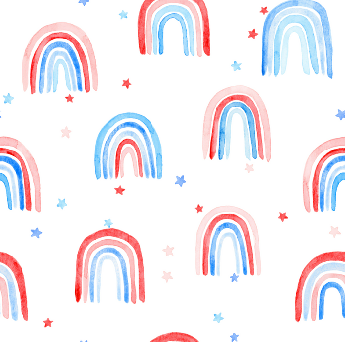 Red, White and Blue Watercolor Rainbows