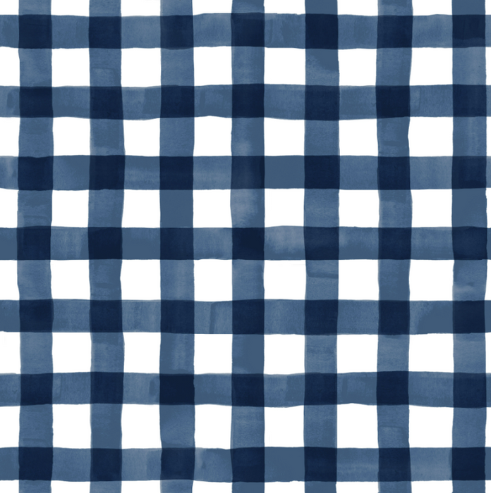 Navy and White Watercolor Buffalo Check